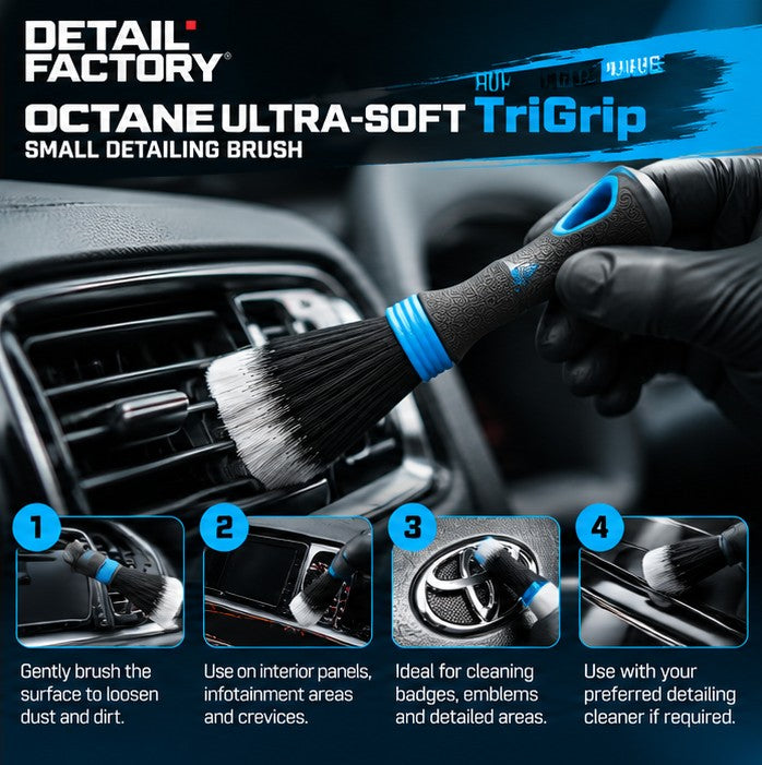 Detail Factory Octane Ultra-Soft TriGrip Small Car Detailing Brushes