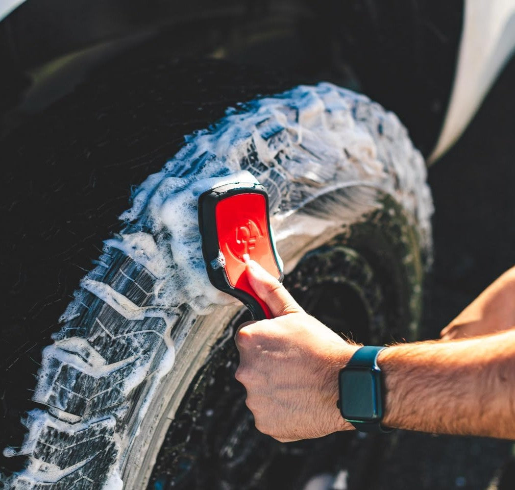 Detail Factory - ProGrip Tire Brush - Ergonomic ProGrip Handle, Stiff Synthetic Bristles, Ergonomic Design, Clean Your Tires with Ease