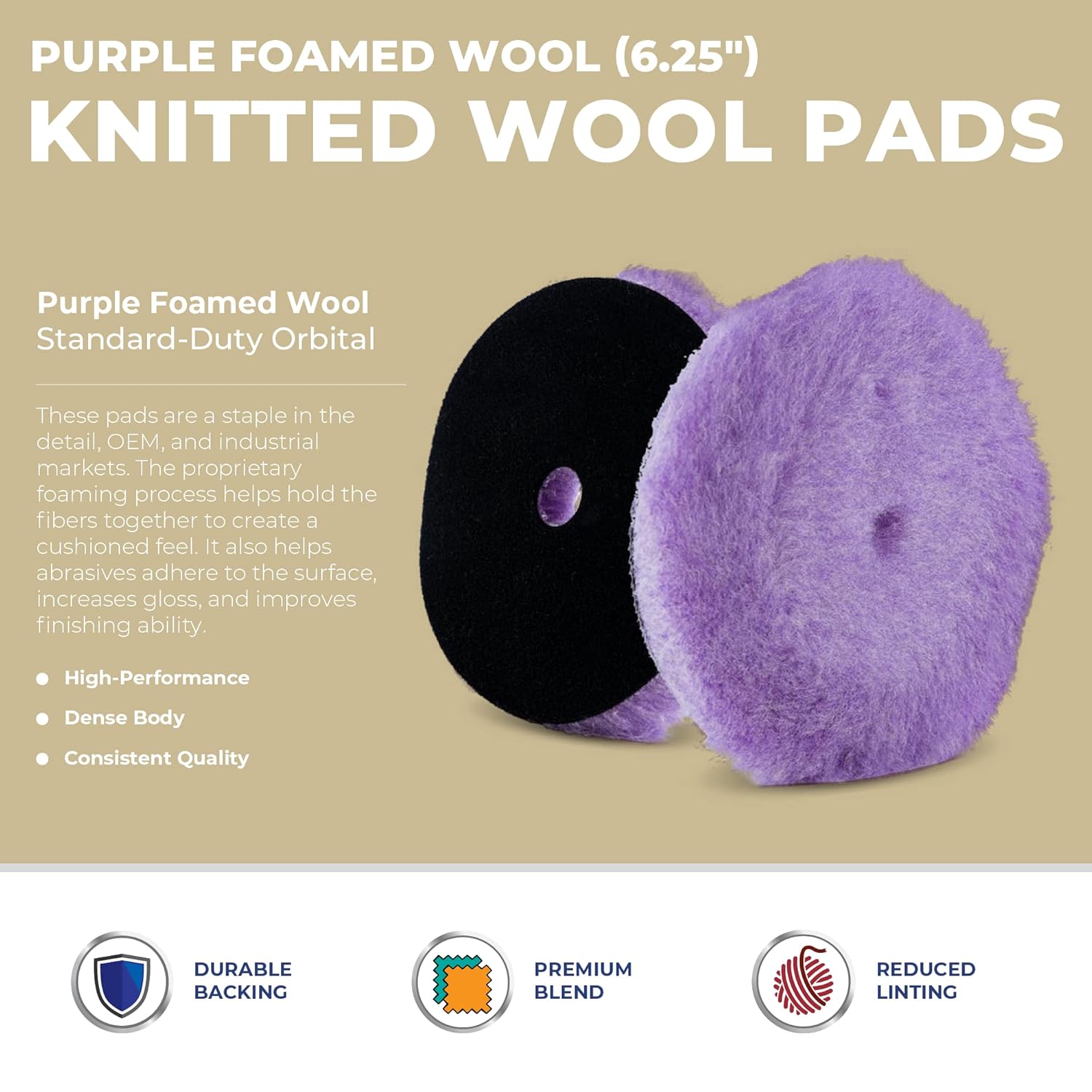 6.25" X .75" PURPLE FOAMED WOOL PAD