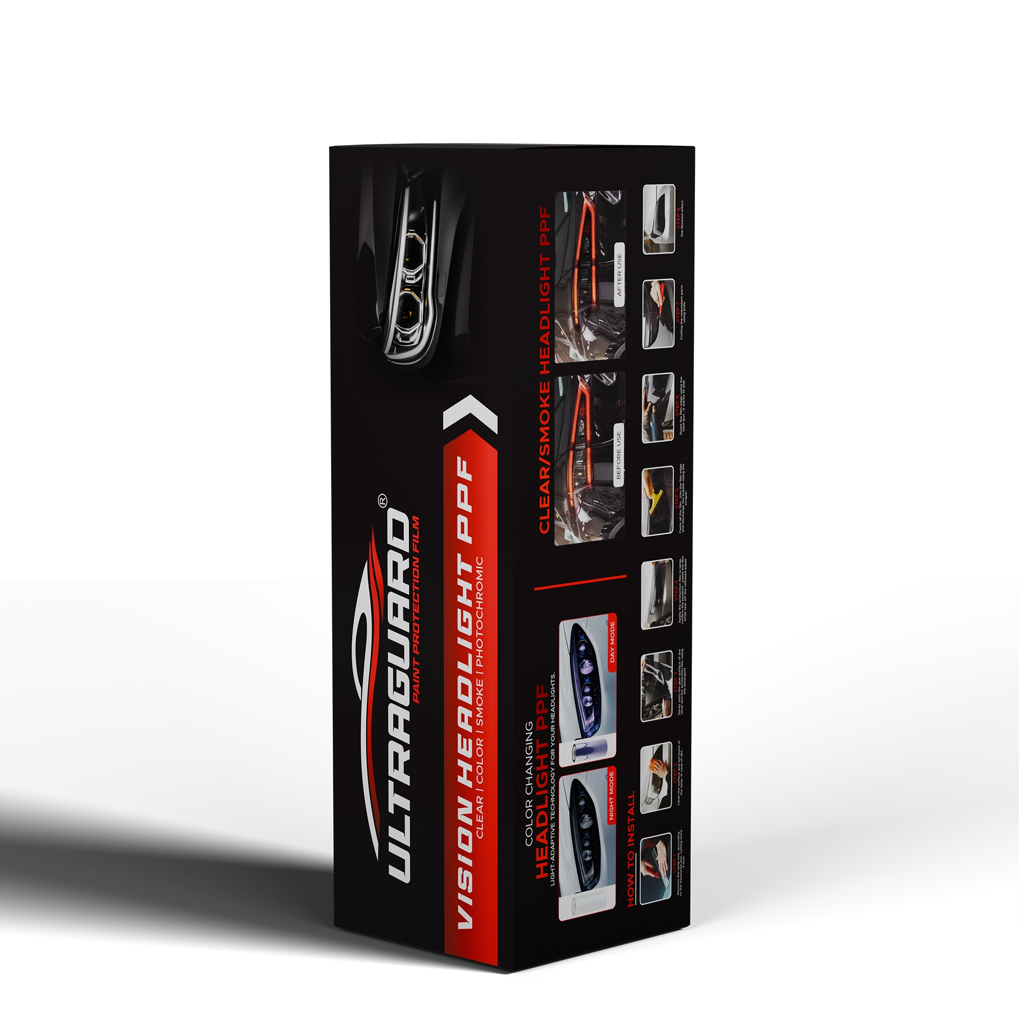 مصباح أمامي متغير اللون من الأبيض إلى البنفسجي مع طبقة حماية شفافة