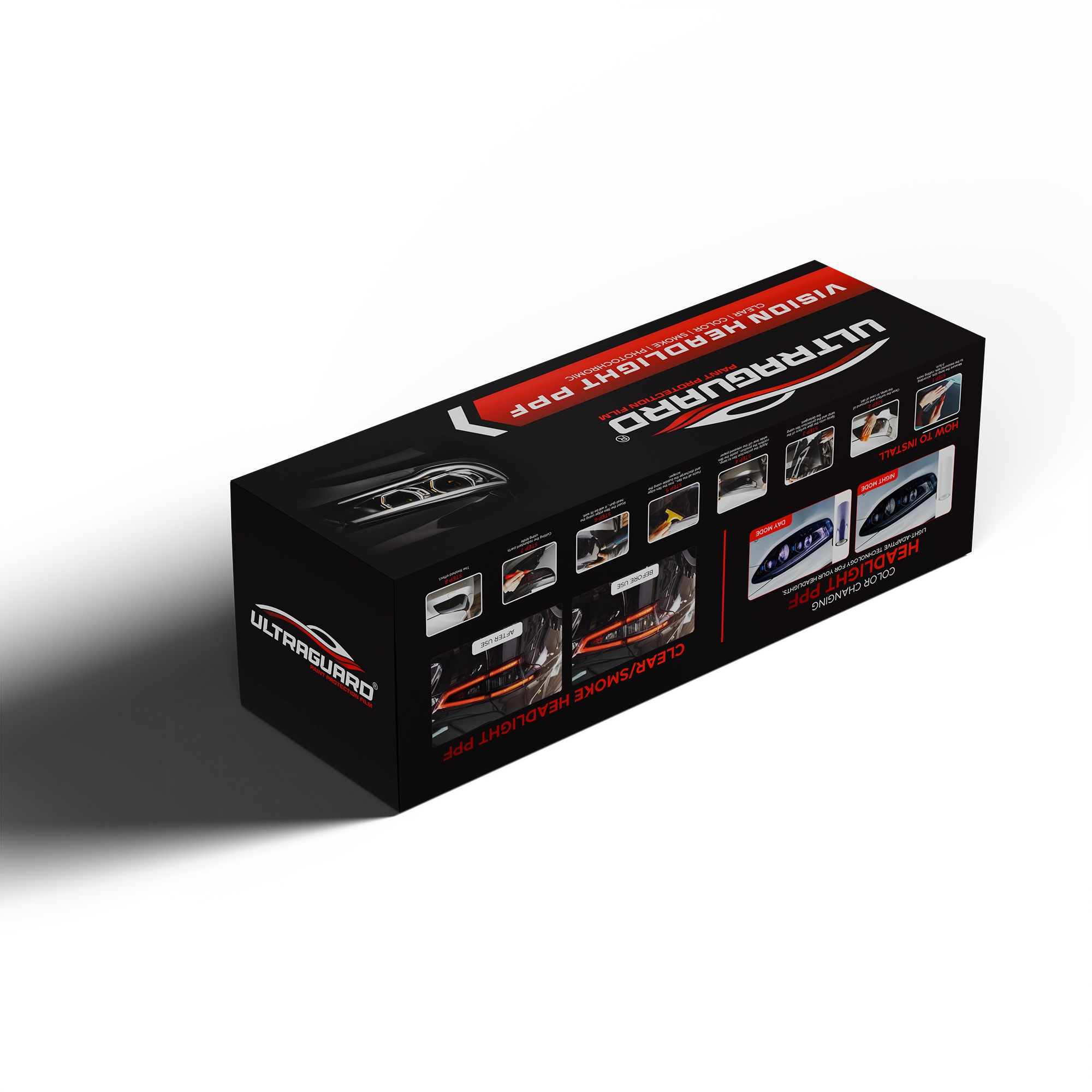 مصباح أمامي متغير اللون من الأبيض إلى البنفسجي مع طبقة حماية شفافة