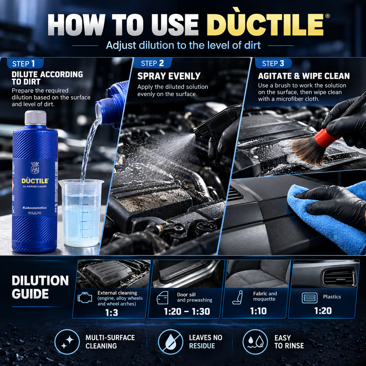 Labocosmetica Ductile APC All Purpose Car Cleaner for Interior, Exterior, Engine Bay & Plastic Trim