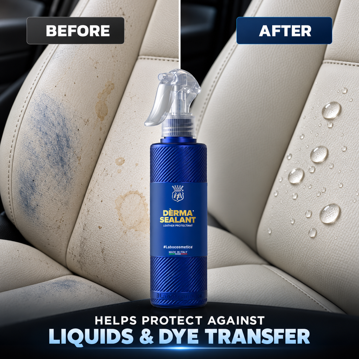 Labocosmetica DÈRMA Sealant Leather Nano Coating| Hydrophobic Leather Protection for Car Seats & Interior