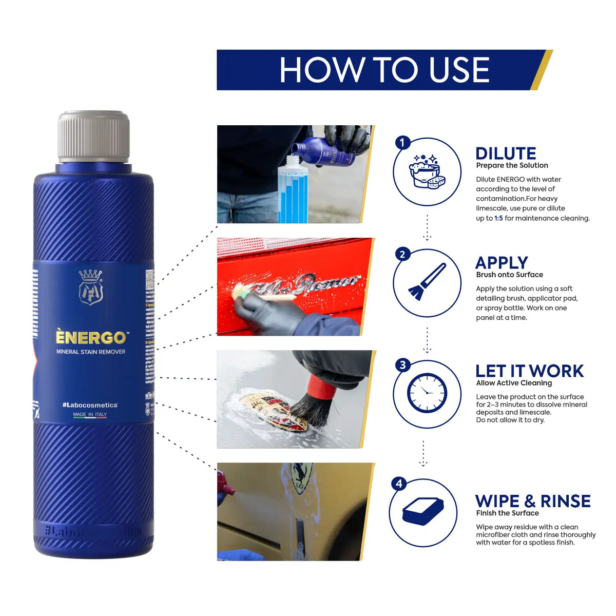Labocosmetica Energo Strong Acid Gel | Water Spot & Limescale Remover for Car Glass & Paint