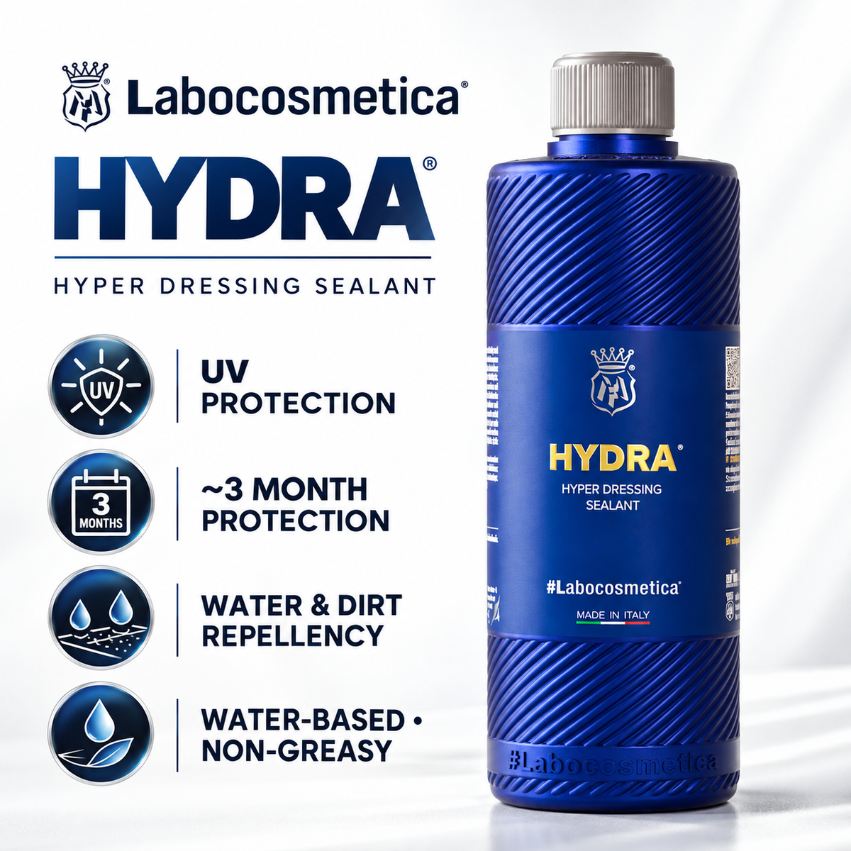 Labocosmetica Hydra Trigger Multi-Purpose Hyper-Dressing Sealant Spray for Plastic, Rubber & Exterior Trim | UV Protection
