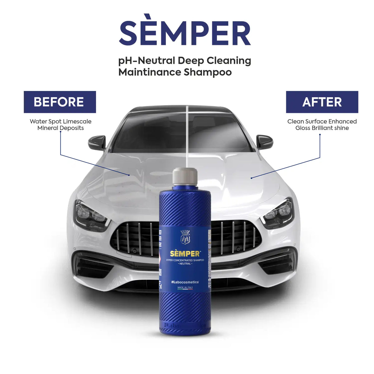 Labocosmetica SÈMPER pH Neutral Car Wash Shampoo | Deep Cleaning Maintenance Wash | Safe for Ceramic Coatings, Wax & Sealants